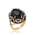 Fashion Alloy Ring Wholesale Black Crystal Latest Gold Finger Ring Designs